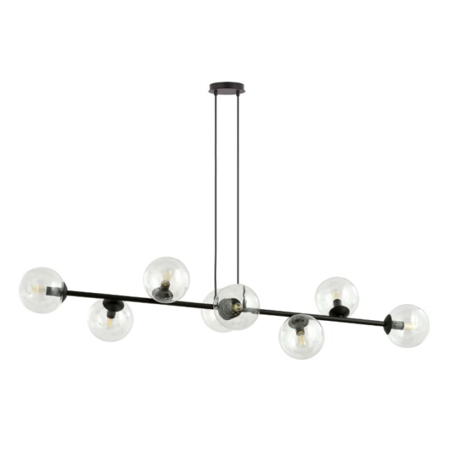 Lampa wisząca Rossi 8 z ośmioma kloszami ze szkła transparentnego