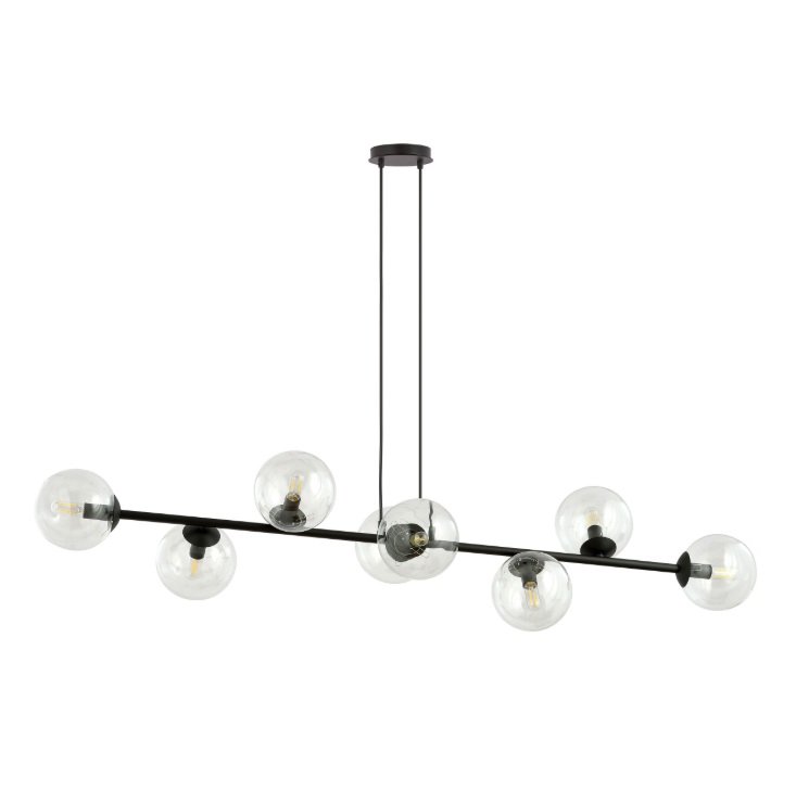 Lampa wisząca Rossi 8 z ośmioma kloszami ze szkła transparentnego