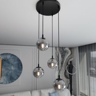 Lampa wisząca Cosmo Premium 4 z przydymionymi szklanymi kloszami E14 IP20
