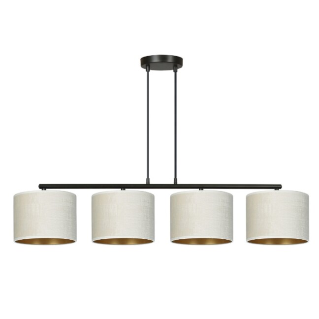 Lampa sufitowa Hilde 4 z welurowymi abażurami E27 – biała elegancja do salonu