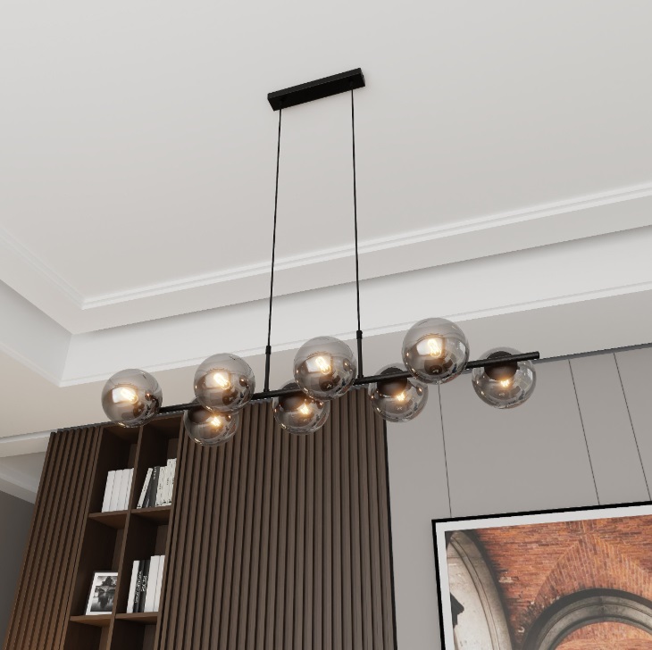 Lampa wisząca Rory 8 z grafitowymi kloszami E14