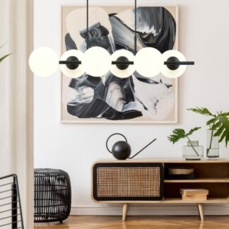 Lampa wisząca Rory 6 z opalowymi kloszami E14