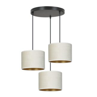 Lampa sufitowa Hilde 3 z kremowymi abażurami i czarnym wykończeniem