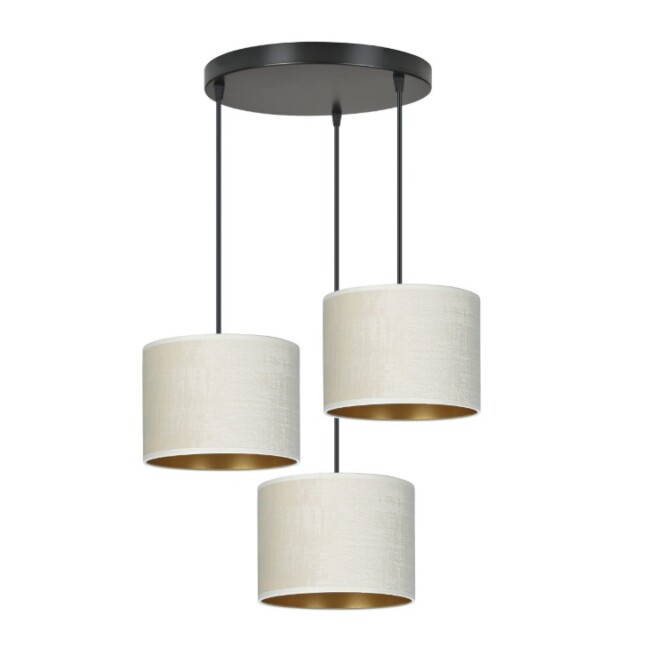 Lampa sufitowa Hilde 3 z kremowymi abażurami i czarnym wykończeniem