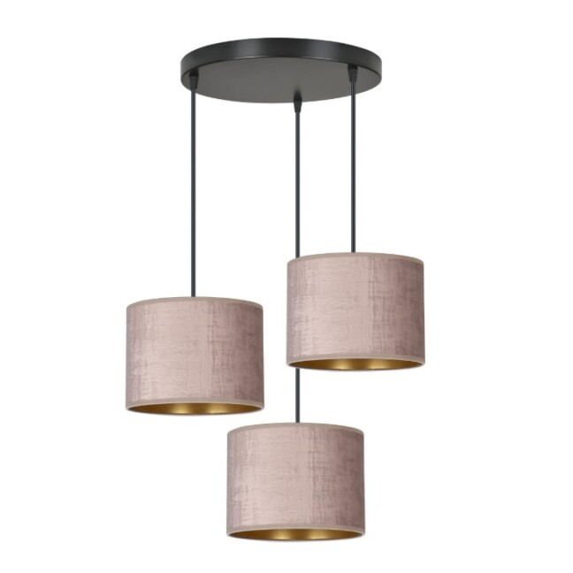 Lampa sufitowa Hilde 3 z welurowymi różowymi kloszami E27