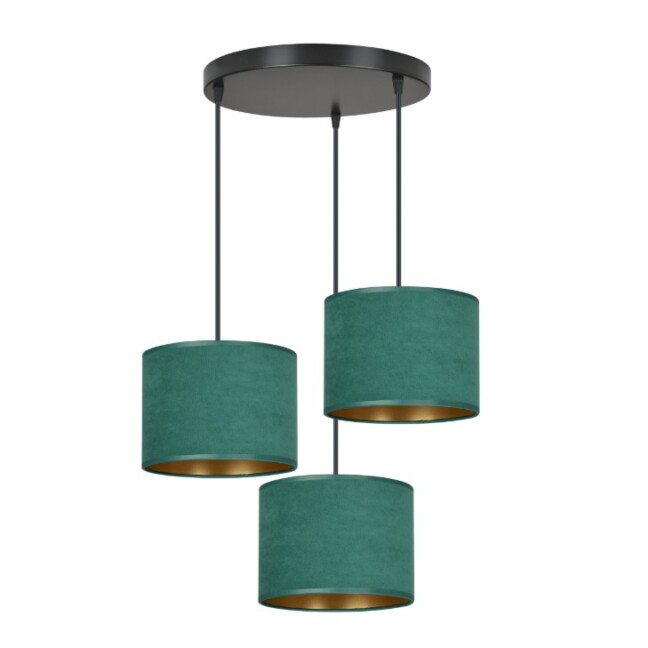 Lampa sufitowa Hilde 3 z zielonymi welurowymi kloszami E27