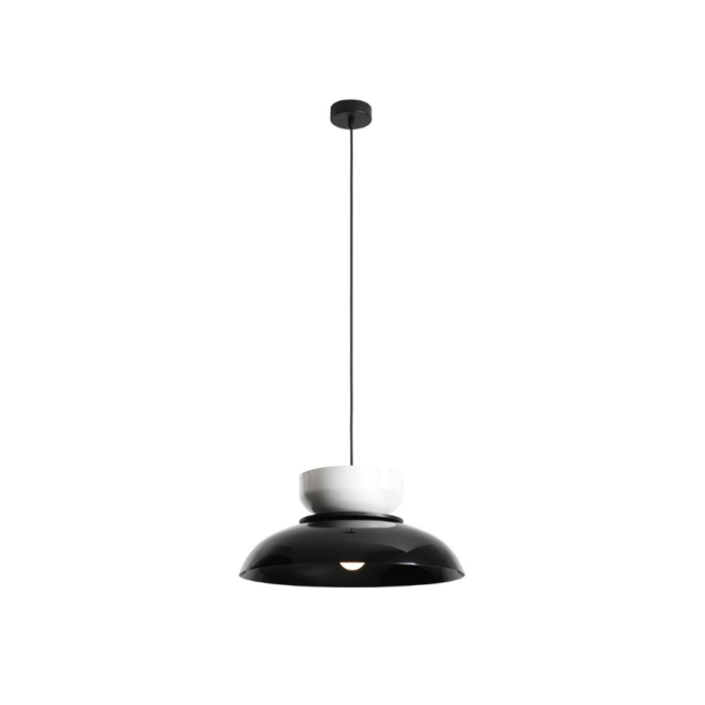 Lampa wisząca Aldo czarno-biała 47 cm z drewnianym akcentem E27 IP20