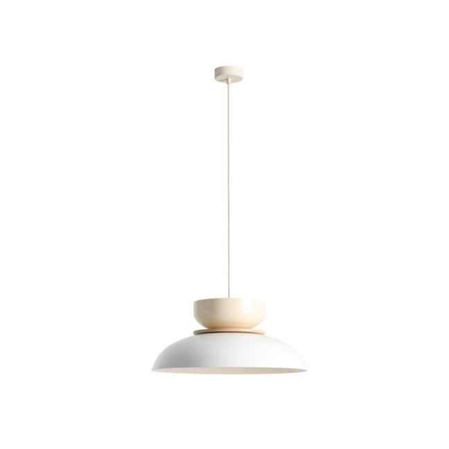 Lampa wisząca Aldo w kremowej bieli z szerokim matowym kloszem 47 cm