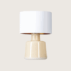 Lampa stołowa Santana beżowe szkło i biały abażur E27 60W IP20 4concepts
