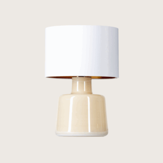 Lampa stołowa Santana beżowe szkło i biały abażur E27 60W IP20 4concepts