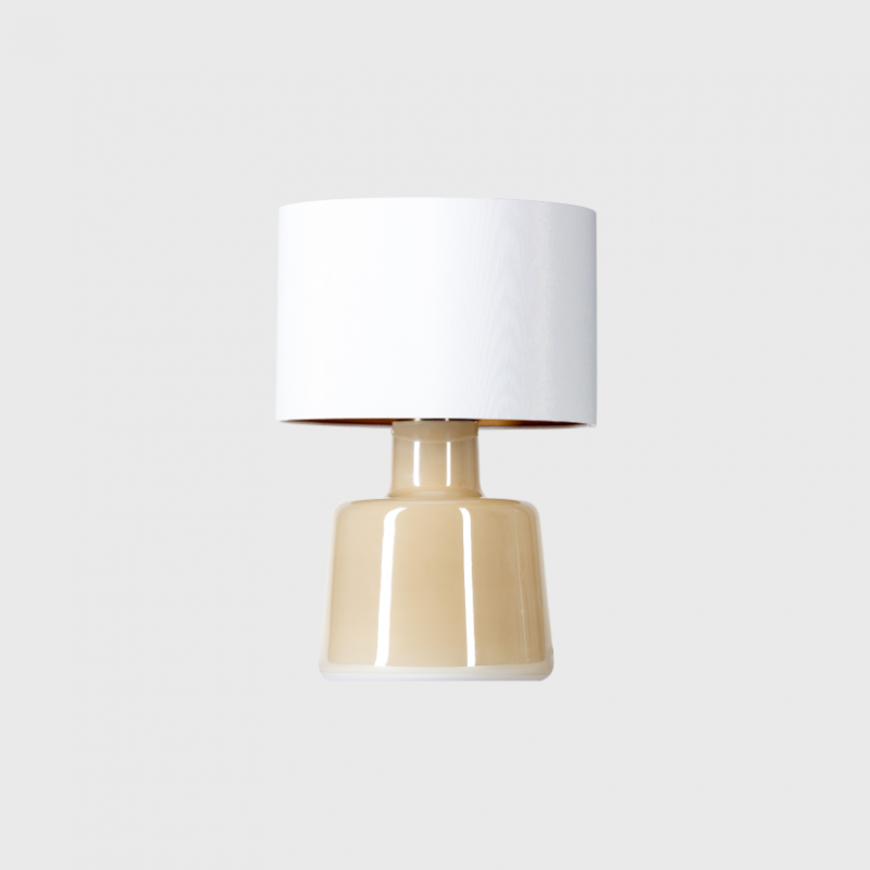 Lampa stołowa Santana Amber 4concepts z białym abażurem i bursztynowym szkłem