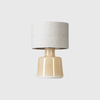 Lampa stołowa 4concepts Santana – bursztynowe szkło i lniany klosz