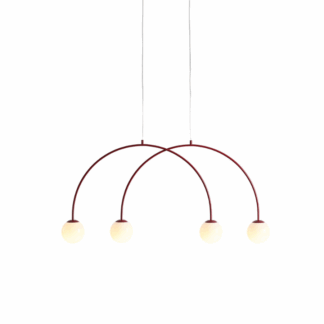 Lampa wisząca Una Red Wine z 4 kloszami E14 w bordowym wykończeniu