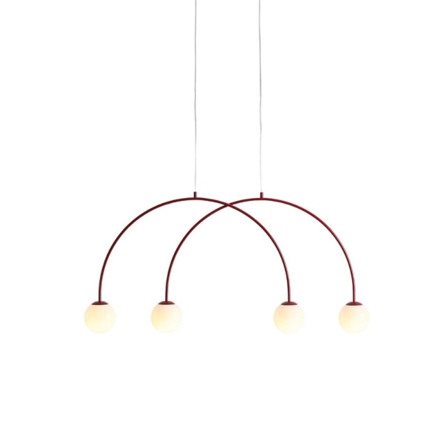 Lampa wisząca Una Red Wine z 4 kloszami E14 w bordowym wykończeniu