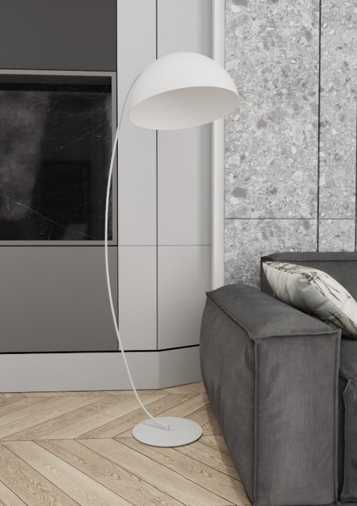 Biała lampa łukowa Arcos 217 cm GX53 12W – skandynawski minimalizm