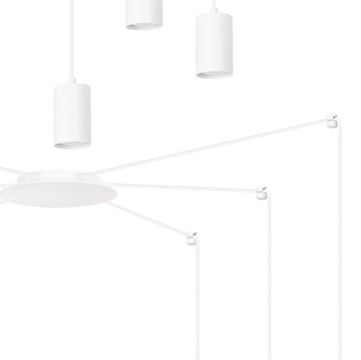 Biały nowoczesny żyrandol Traker 6 z regulowanymi tubami GU10