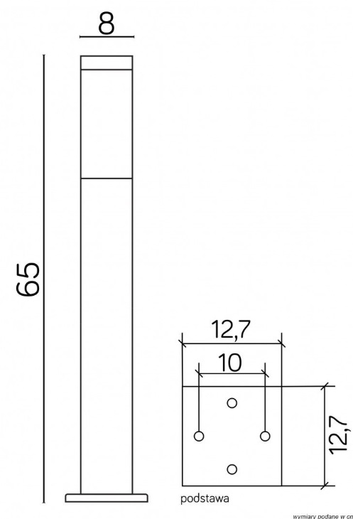 Czarna lampa ogrodowa stojąca Inox 65 cm IP44 ze stali nierdzewnej