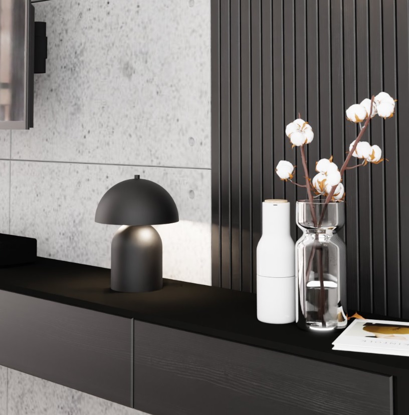 Czarna lampa stołowa Mush z matowym kloszem G9 IP20