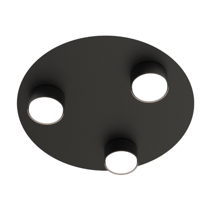 Czarna lampa sufitowa Bolx 3 z trzema punktami GX53 – nowoczesny, płaski plafon