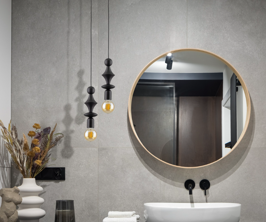 Czarna lampa wisząca Tower E27 IP20 – geometryczny design