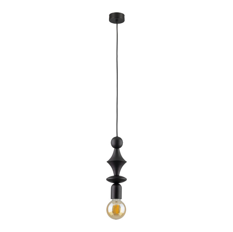 Czarna lampa wisząca Tower E27 IP20 – geometryczny design