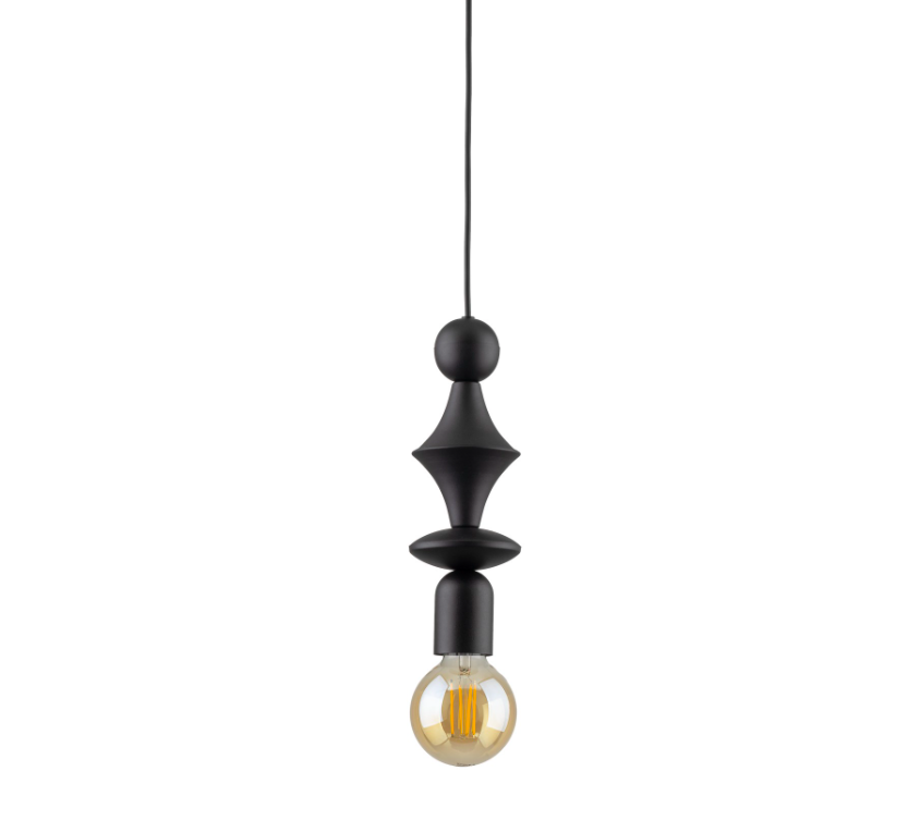 Czarna lampa wisząca Tower E27 IP20 – geometryczny design