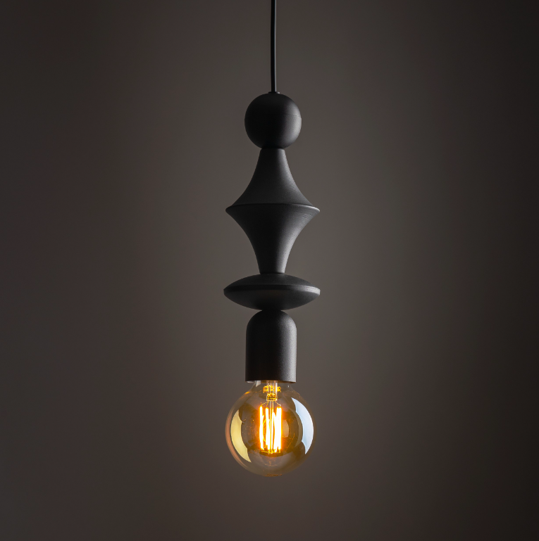Czarna lampa wisząca Tower E27 IP20 – geometryczny design
