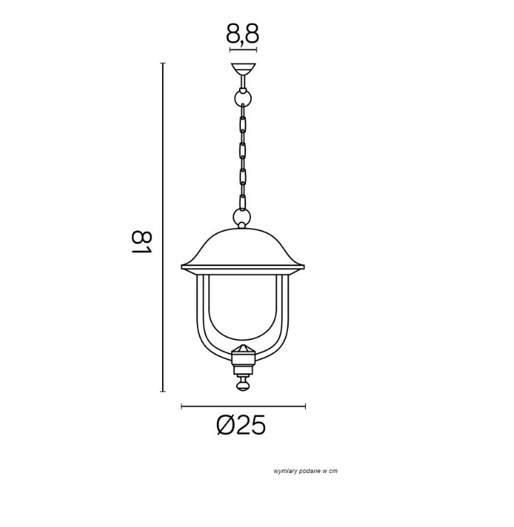 Czarna lampa wisząca zewnętrzna Prince IP54 z gniazdem E27 60W
