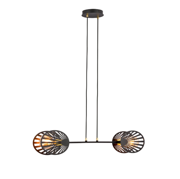 Czarna podwójna lampa wisząca Playa 2 z ażurowymi kloszami E27