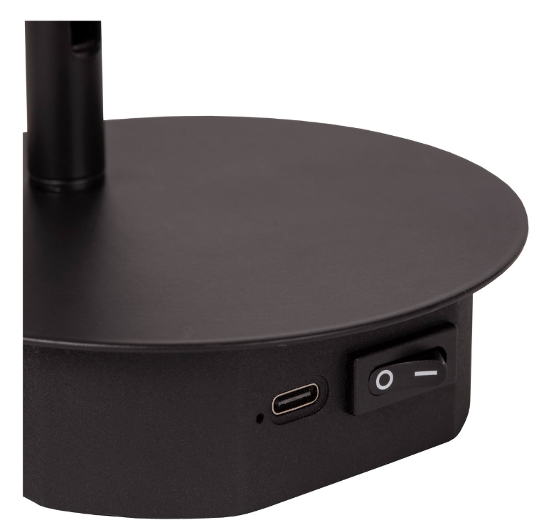 Czarny kinkiet LED Jolijn z elastycznym ramieniem, włącznikiem i portem USB-C