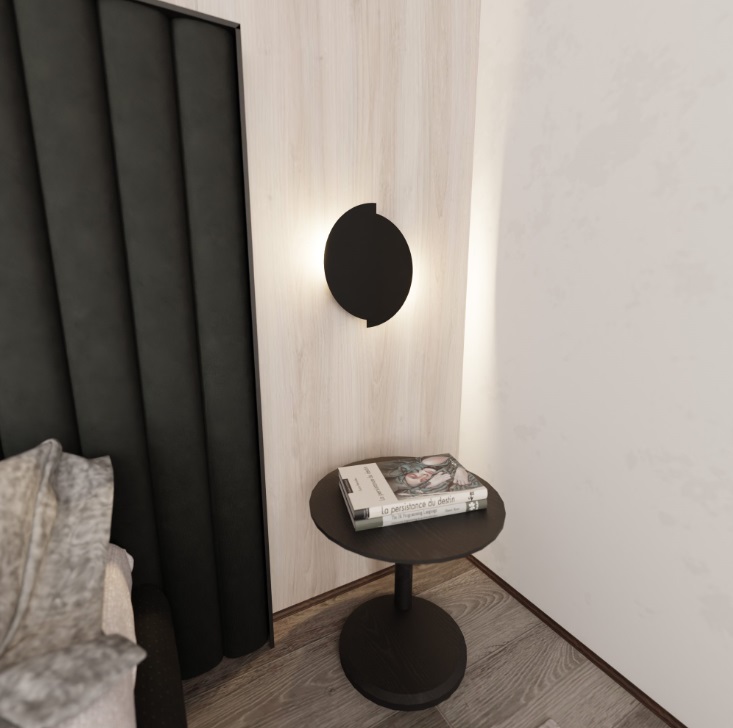 Czarny kinkiet ścienny Emibig Form 9 G9 – płaski, okrągły, nowoczesny design