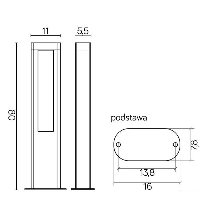 Evo LED 80 słupek ogrodowy 8W 1200lm 4000K IP54 szary