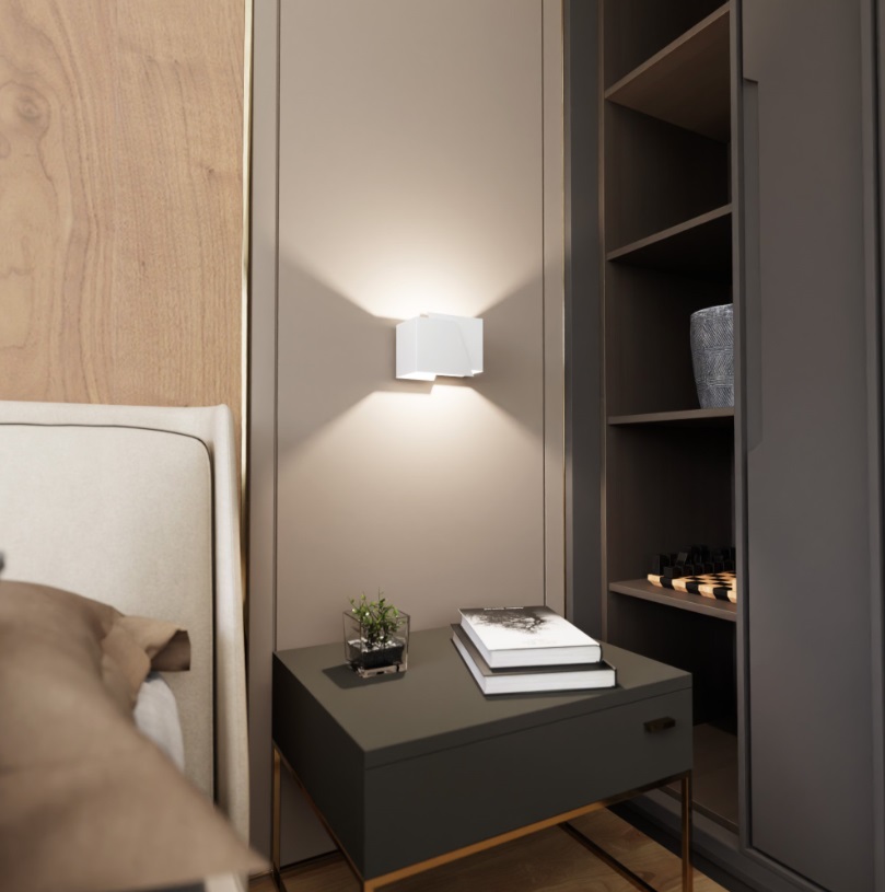 Kinkiet Frost biały geometryczny z podwójnym strumieniem światła G9 IP20