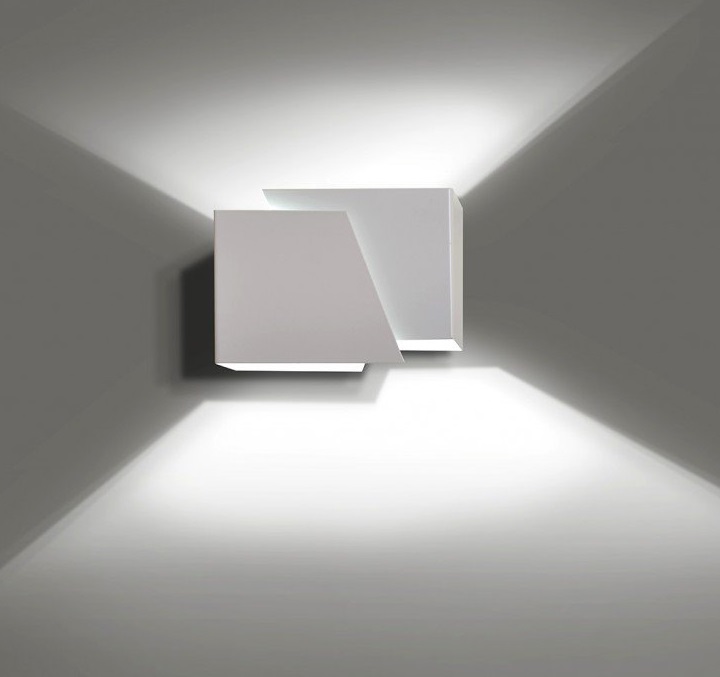 Kinkiet Frost biały geometryczny z podwójnym strumieniem światła G9 IP20