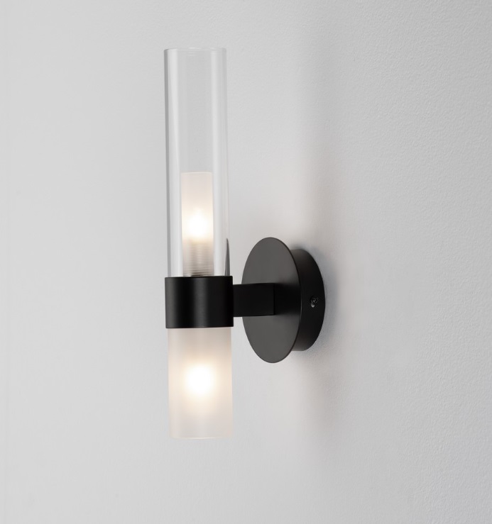 Kinkiet Kavine czarny z podwójnym szklanym kloszem tubowym G9 5W IP20