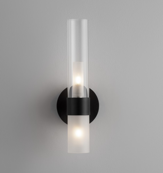 Kinkiet Kavine czarny z podwójnym szklanym kloszem tubowym G9 5W IP20