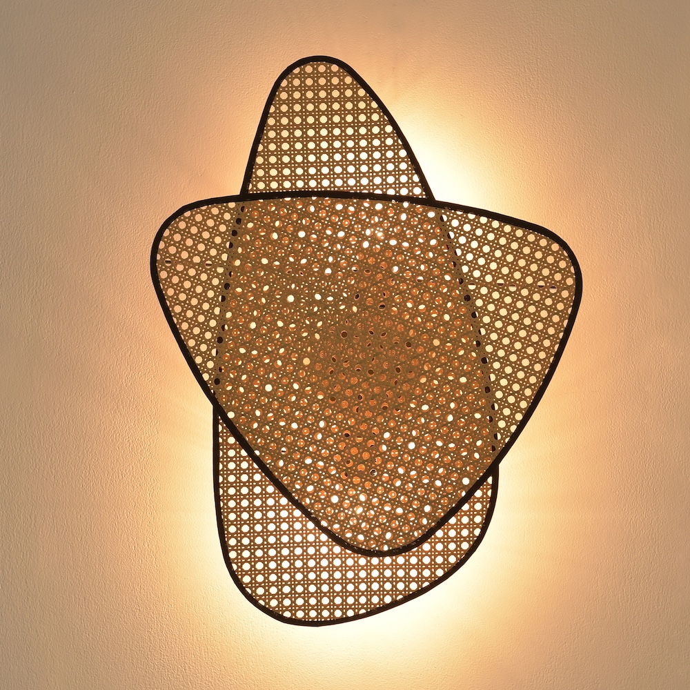 Kinkiet rattanowy Natura Duo w stylu boho z dwoma źródłami światła E27