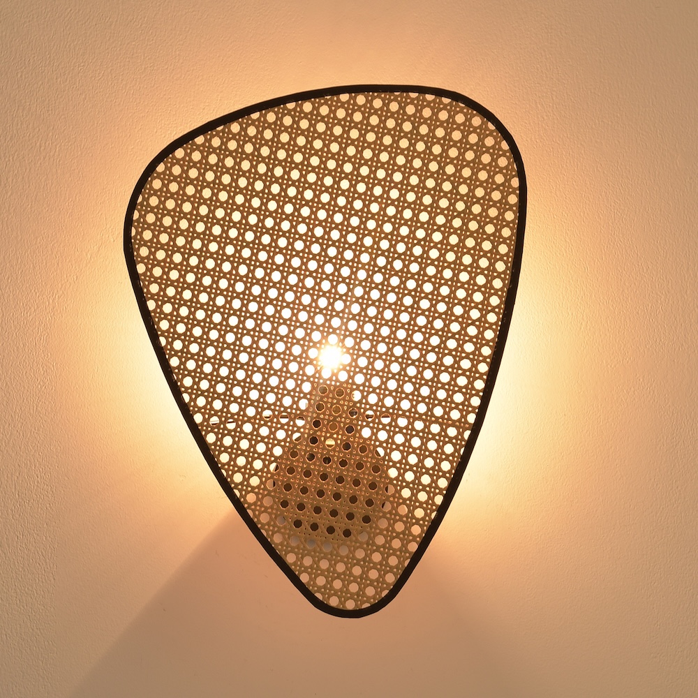 Kinkiet rattanowy Natura E27 czarna oprawa styl boho