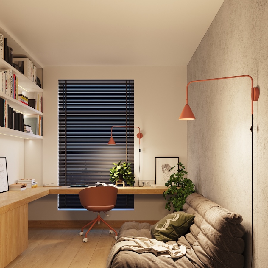 Kinkiet ścienny Nox w kolorze terakoty z regulowanym ramieniem – Sollux