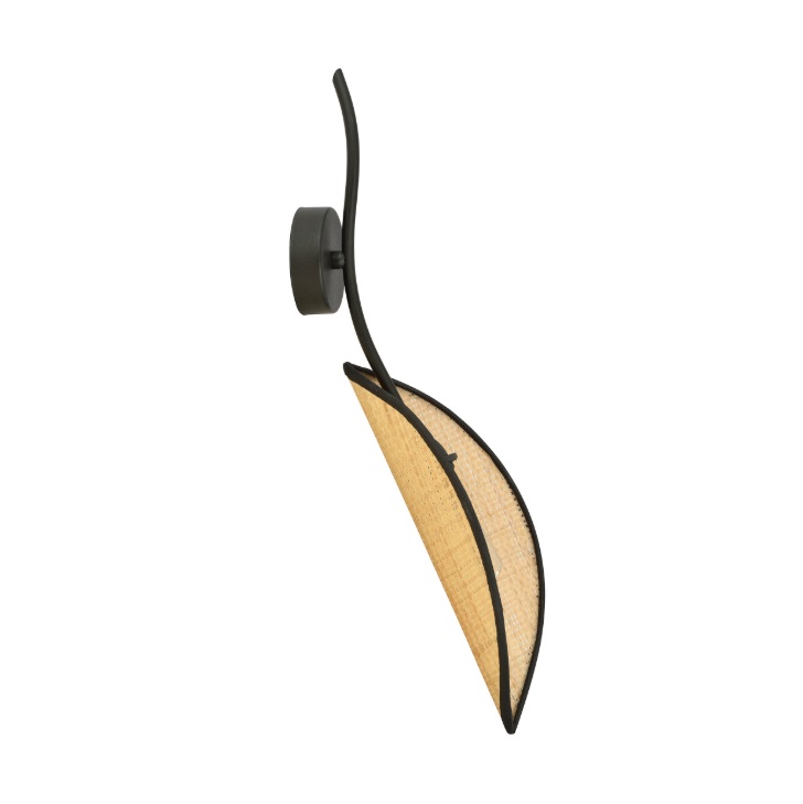 Kinkiet ścienny z rattanu Lotus Boho beżowo-czarny E14 IP20