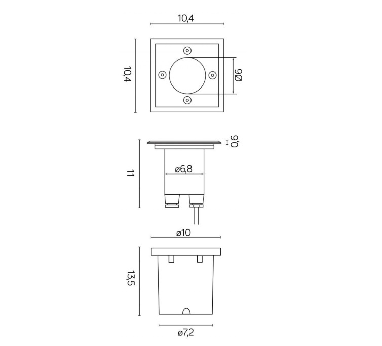 Lampa najazdowa kwadratowa Pabla GU10 IP67 ze stali nierdzewnej