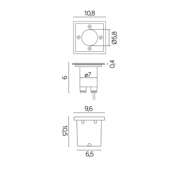 Lampa najazdowa LED 1W IP67 do kostki brukowej – kwadratowa, ciepła barwa 3000K