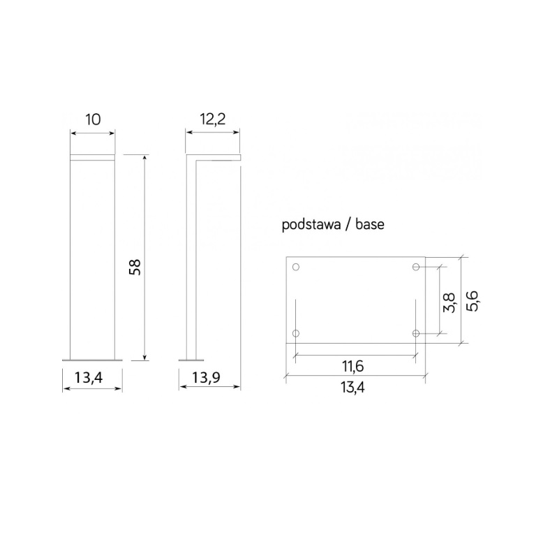 Lampa ogrodowa LED Karo 60 cm popielata IP54 10W 4000K