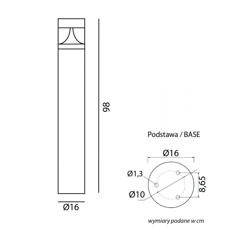 Lampa ogrodowa słupek Barel LED 100 23W 4000K IP65 ciemnoszara