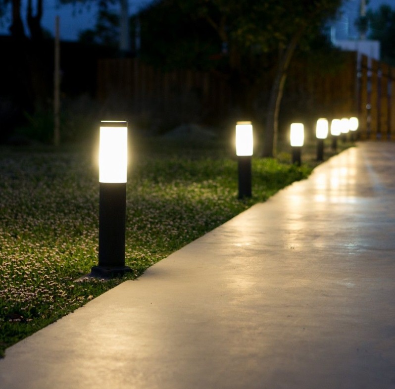 Lampa ogrodowa stal nierdzewna Inox ST65 IP44 E27 okrągła