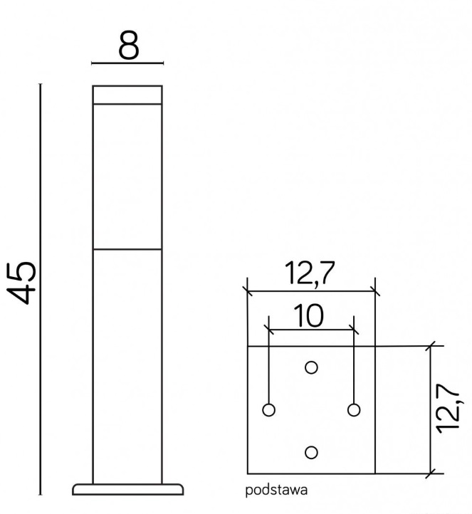 Lampa ogrodowa stojąca Inox 45 cm IP44 czarna E27
