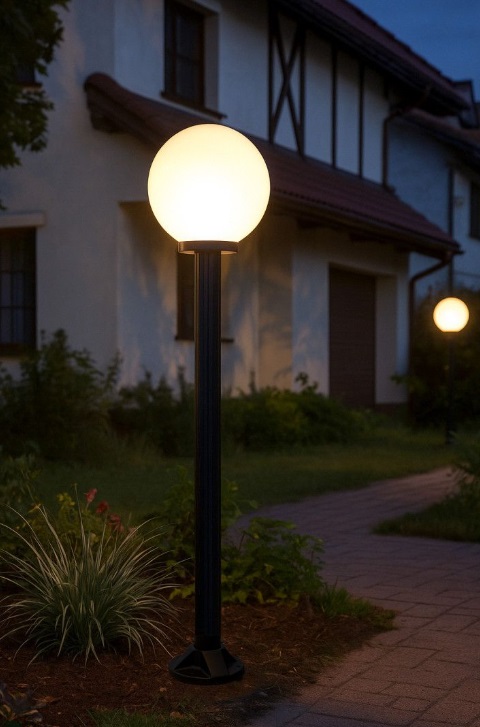 Lampa ogrodowa stojąca Kula 130 czarna IP43 E27 60W