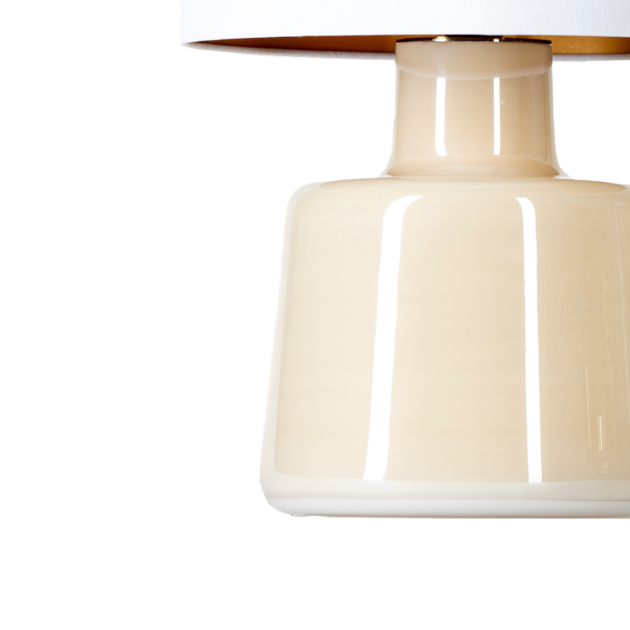 Lampa stołowa Santana beżowe szkło i biały abażur E27 60W IP20 4concepts