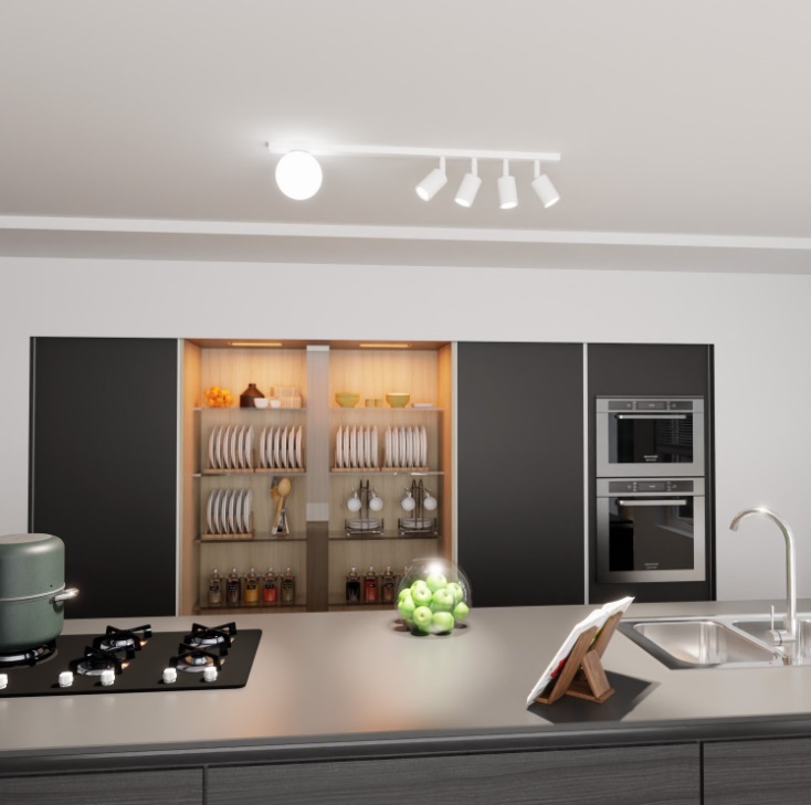 Lampa sufitowa Baster 5 z kulą i czterema regulowanymi reflektorami