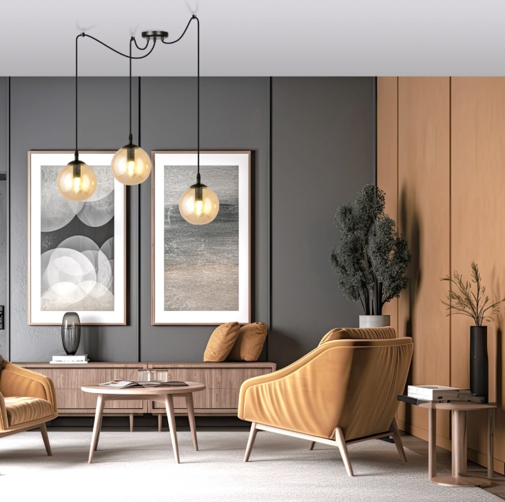 Lampa sufitowa Gigi 3 z bursztynowymi szklanymi kloszami E14